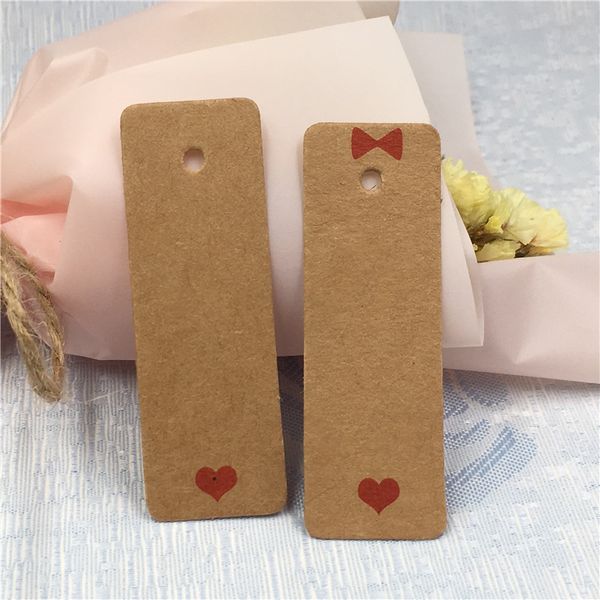 

100pcs/lot kraft packaging paper card label 6x2cm various shape gift hang tag garment clothes price tag note luggage blank tags, Black;white