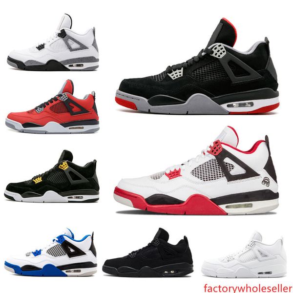 

4 4s bred fire red men basketball shoes pure money white cement black cat toro bravo trainer sports sneakers super