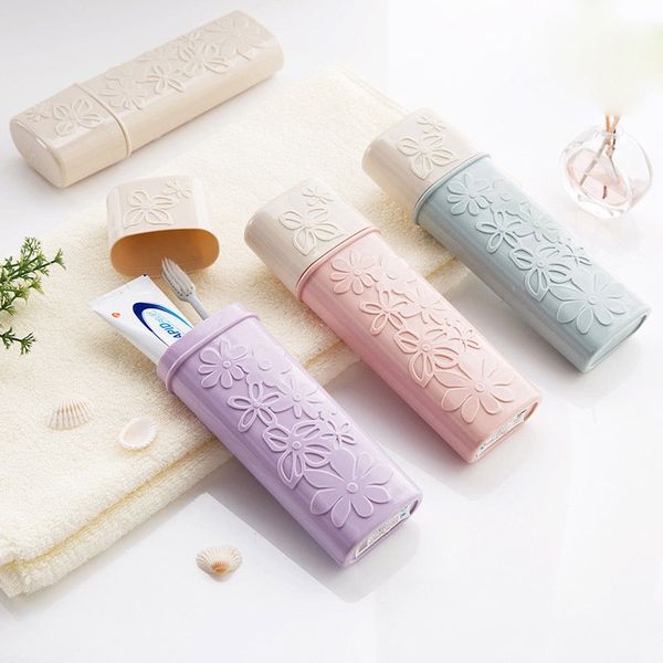 

flower pattern toothbrush holder toothpaste storage box for outdoor travel hiking camping