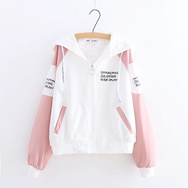 

women's jackets 2021 autumn hooded causal windbreaker famale basic coats loose zipper outwears lightweight plus size p619, Black;brown