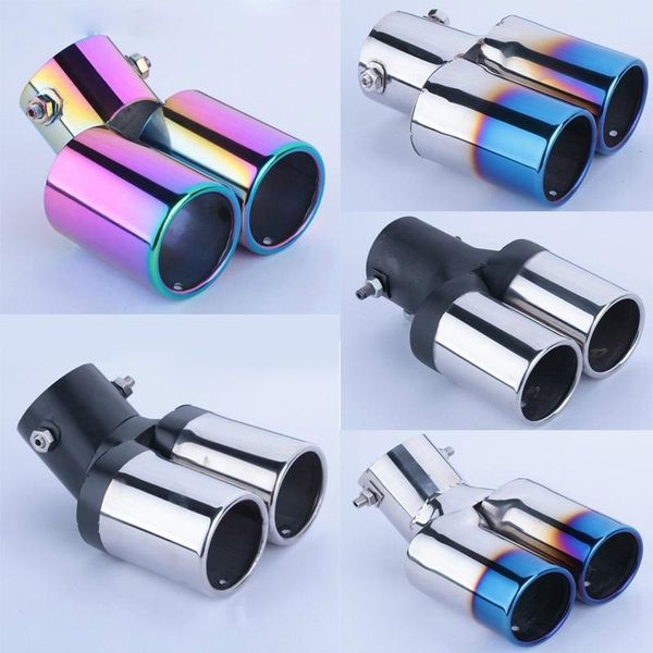 

universal car auto exhaust muffler tip stainless steel pipe chrome trim modified car rear tail throat liner muffler accessories