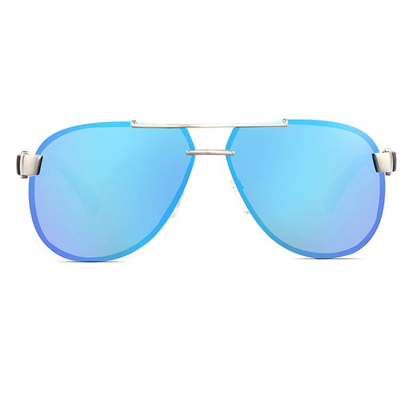 

uv400 retro polarized men sunglasses mirror rimless driving sunglasses come with box ch01, Blue
