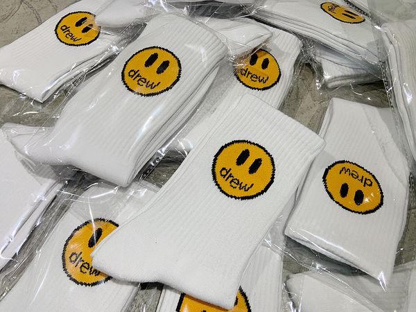 

новое лицо носков для wzdh женщина мужчины unisex 100% хлопок drew printed толстых drew house чулок casual cotton hiphop носки, Black