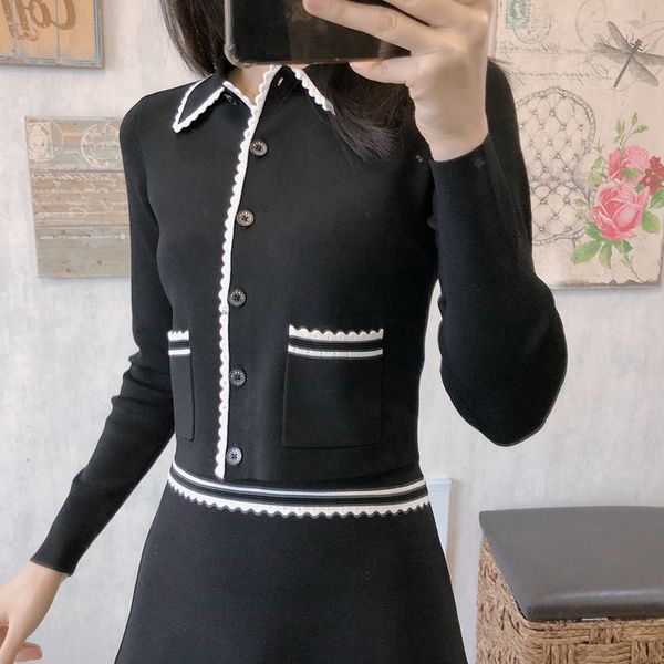 

short knitted cardigan sweater for women turn down collar single breasted female knitwear ladies jacket with buttons pockets, White