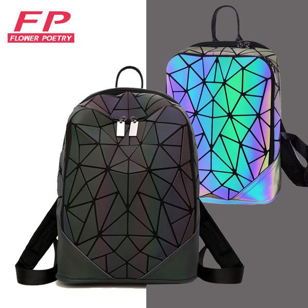 

fashion women backpack mochila geometric luminous backpacks bagpack girls noctilucent travel shoulder bags for school back pack t200326