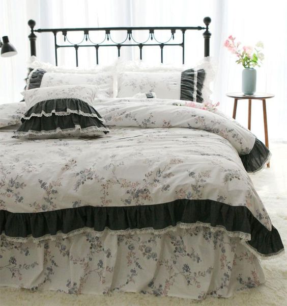 

pastoral flower bedding set girl,twin full  king cotton floral single double home textile bedspread pillow case duvet cover
