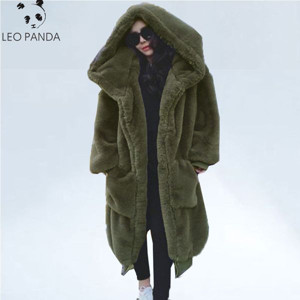 

2019 winter faux fur coat women parka long warm faux fur jacket coats hoodies loose winter coat outwear oversized 3xl, Black