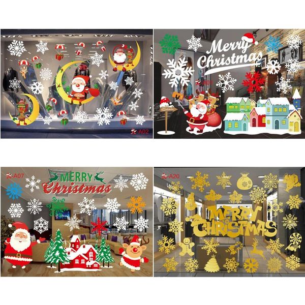 

taoup merry christmas window stickers noel snowflake santa claus wall stickers xmas ornaments christmas decoration for home 2019