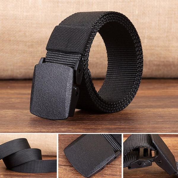 

fashion man women automatic nylon belt buckle fans tactical canvas belt cinturones para mujer 2020 dropshippin, Black;brown