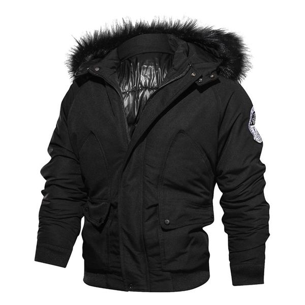 

winter warm jacket parkas mens military army thermal hooded fur pilot jacket coat thicker casual parkas bomber cotton coat size -3xl, Black;brown