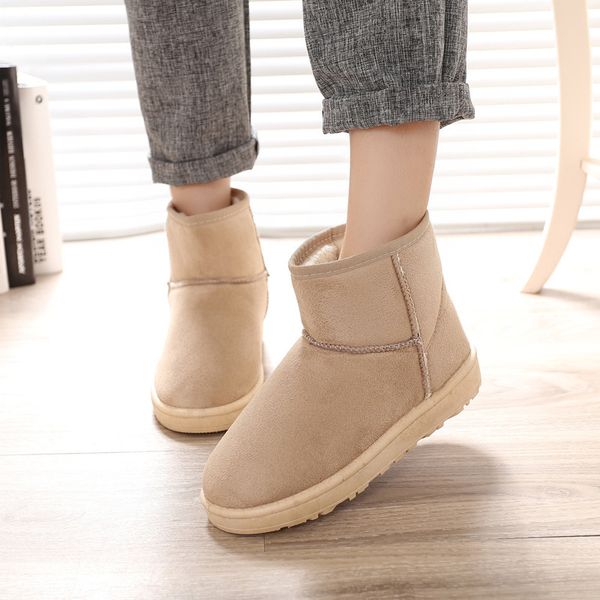 

women boots snow boots warm women ankle female winter ladies winter shoes suede non-slip booties botas mujer, Black