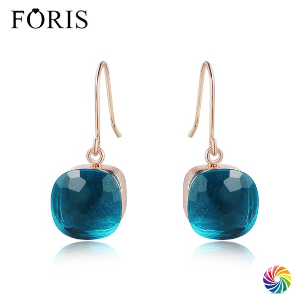 

foris 18 colors new design luxury jewelry rose gold crystal earrings for women christmas gift price pe002, Silver