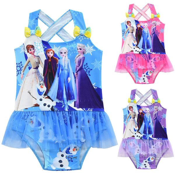 

лето новые ребёнки цельный swimsuits kid малыш эльза мультфильм купание tankinis бикини анна купальники купальник