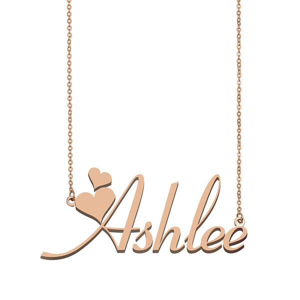 

ashlee name necklace pendant for women girlfriend gifts custom nameplate children friends jewelry 18k gold plated stainless steel, Silver