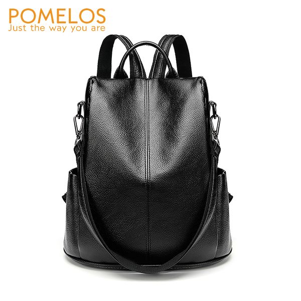 

pomelos women backpack soft pu leather anti theft backpack for women waterproof woman street style bagpack