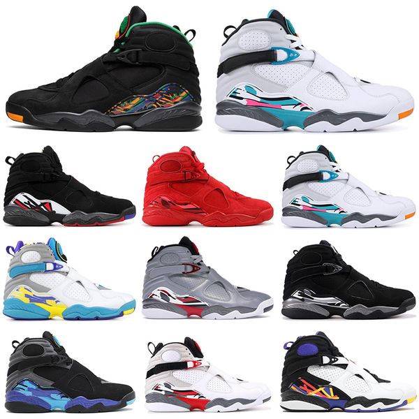 

2019 wholesale 8 8s basketball shoes men valentines day tinker aqua reflections playoff three peat designer mens trainers sports sneakers
