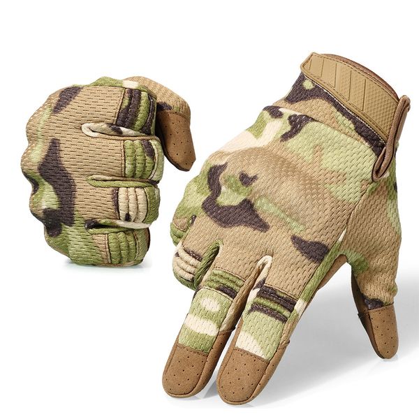 

multicam camo flexible touch screen breathable motorcycle motorbike motocross hard knuckle moto bikerfull finger gloves, Black