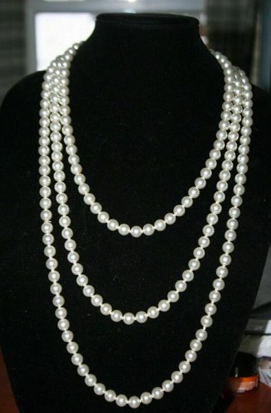 

fast fine pearls jewelry 8-9 mm natural south sea white pearl necklace 60 inch, Black