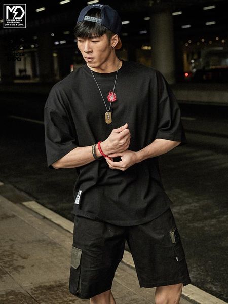 

muscle dog popular logo loose plus-size half sleeve training exercise fitness clothing jacket short sleeve t-shirt male, Black;blue