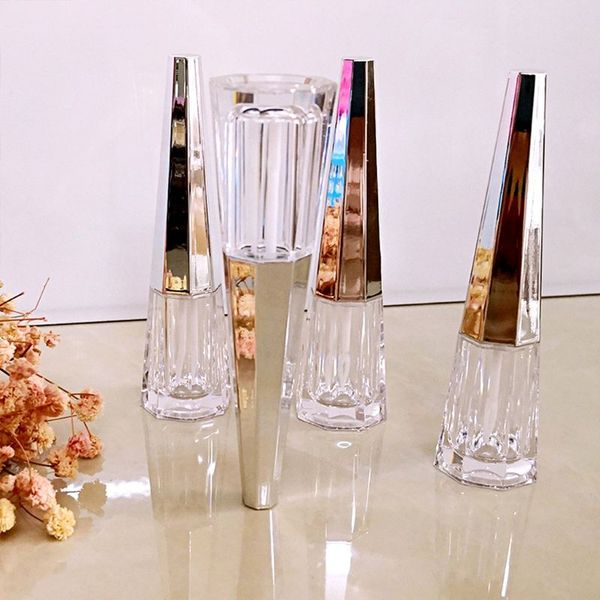 

7ml geometric cone shape empty clear lip gloss tube container portable diy lip balm liquid lipstick tube dispenser bottle makeup tool