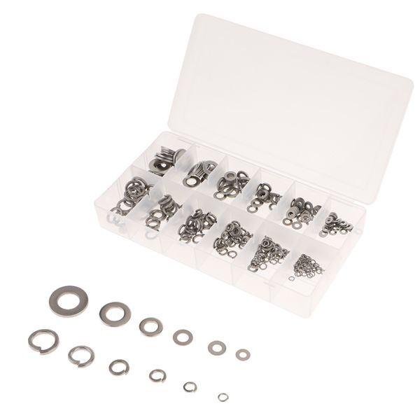

350pcs m3-m10 stainless steel flat & spring lock washers assortment set