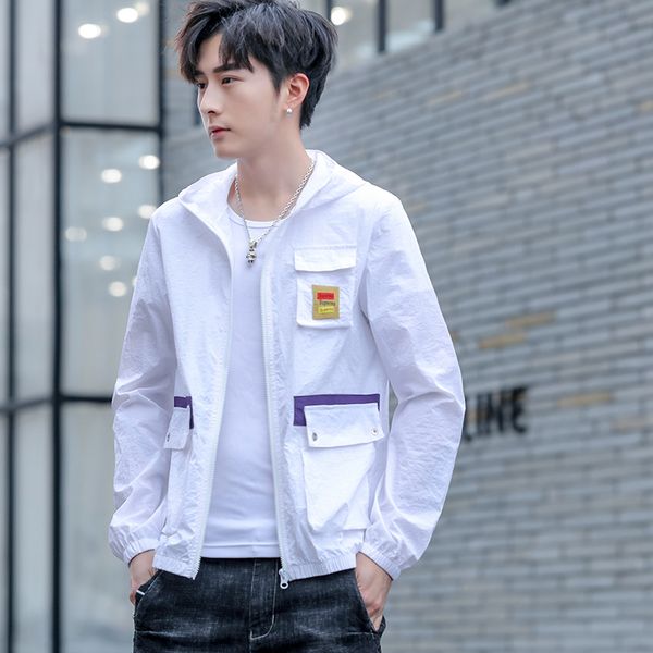 

men's thin coat jackets men new patchwork color block pullover jacket fashion tracksuit coat men hip hop streetwear jacket, Black;brown