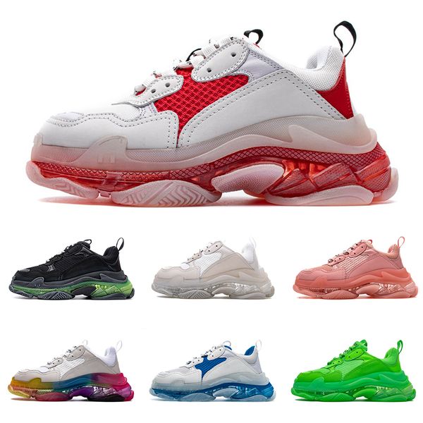 

2020 triple s womens mens casual shoes white black pink blue green paris 17fw vintage platform luxury designer shoes 36-45