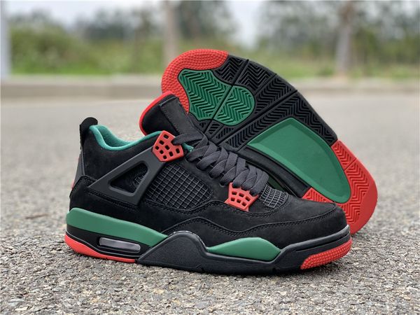 

4 iv nrg black green mens basketball shoes authentic quality 4s gorge green varsity red sports shoes size eu40-46, White;red