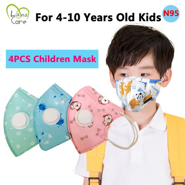 

4pcs for 4-10 years children n95 face mask cotton pm2.5 adjustable reusable face mask protective anti kids mask random style kn95 n95 face