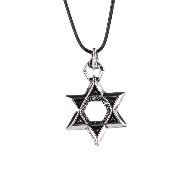 

mens silver alloy link chain six-pointed star celtic pendant necklace