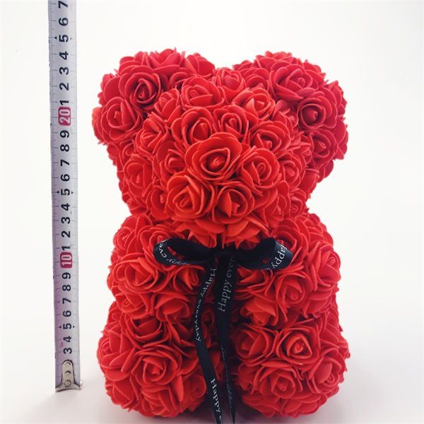 

25cm artificial valentines romantic gift box rose flower teddy bear mothers day gift cute decorations handmade flower bear dh01010 t03