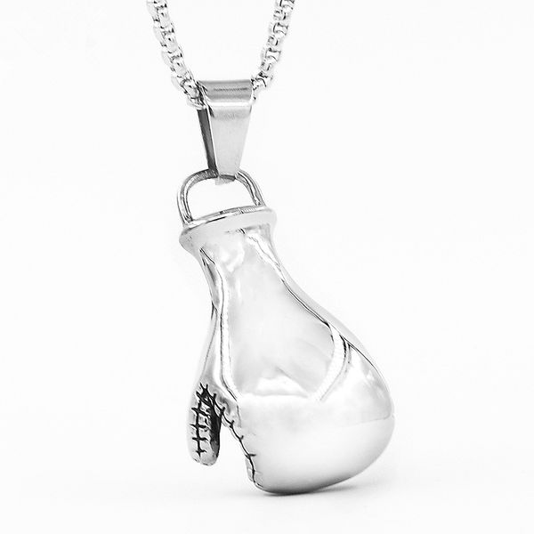 

fitness sports boxing gloves man's stainless steel necklace cool couples titanium steel boxing gloves pendant pendants, Silver