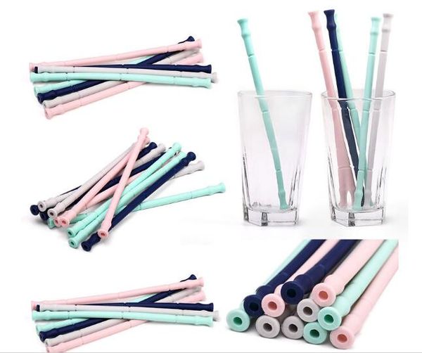 

горячие питание бар складная стро силикон складная многоразовый соломы с чехлом и щетка для очистки путешествия дом, офис соломинки для пить