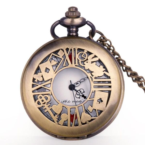 

bronze quartz fob watch alice in wonderland pocket&fob watch pendant necklace pocket men women's gift, Slivery;golden