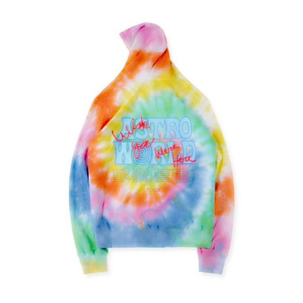 

19fw astroworld cute bear rainbow tie-dyed sweater mens designer sweater aw womens hip hop designer hoodies quality, Black