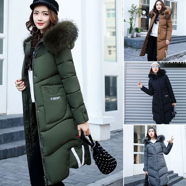 

winter women coats thickening cotton coat fur winter outerwear stylish, Black