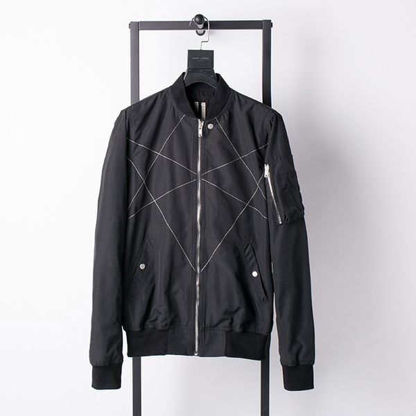 

new winter geometric embroidery sewing contrast trim jacket fashion persional ma-1 men's baseball clothes, Tan;black