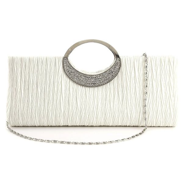 

woman's evening bag elegant diamond satin handbag new white