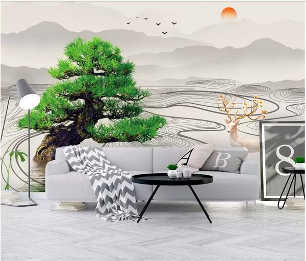 

3d wallpaper custom p mural modern minimalist chinese abstract artistic conception ink landscape ancient trees wallpaper for walls 3 d