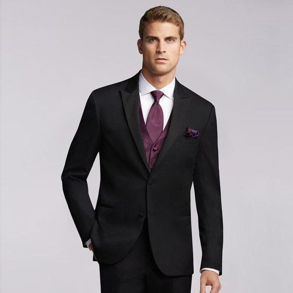 

new black men suits wedding groom tuxedos 3 pieces (jacket+pants+vest) slim fit bridegroom suits business prom wear 260, Black;gray