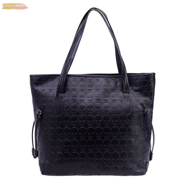 

women shoulder bag fashion handbag skull embossing leather ladies shoulder bag large tote purse women handbag