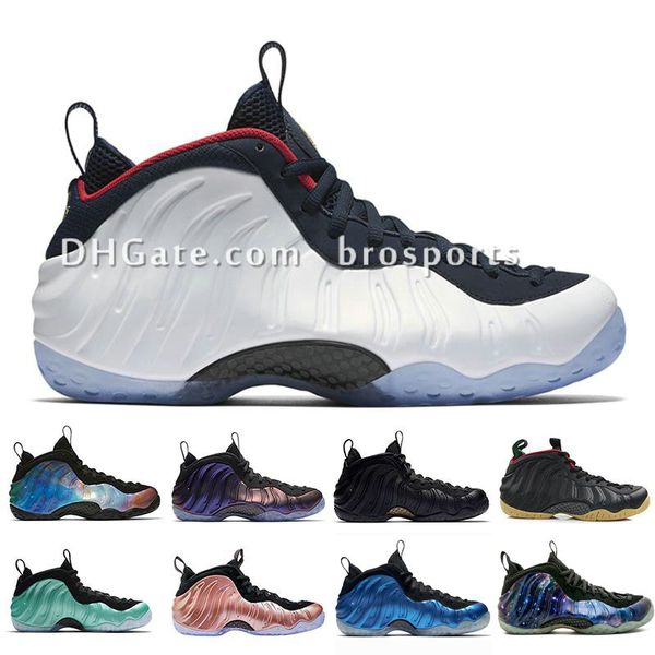 

penny hardaway foams one olympic denim black metallic gold basketball shoes pro sequoia eggplant black metallic gold mens sneakers sports br