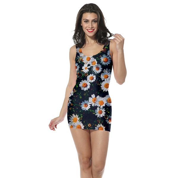

bright mini dress women clothing 2019 summer bodycon dress party dresses gorgeous retro floral vestidos sleeveless dress-21, Black;gray