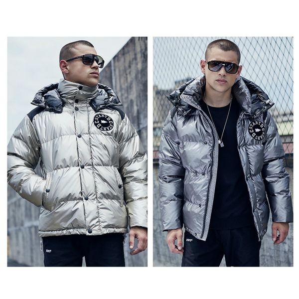 

wholesale mens parkas designer down coat winter luxury casual thick hooded down jackets for men fashion letter embroidery print spliced coat, Black