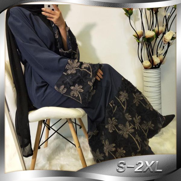 

factory price muslim women lace evening party kimono s-2xl plus size islamic women patchwork abaya dress, Red