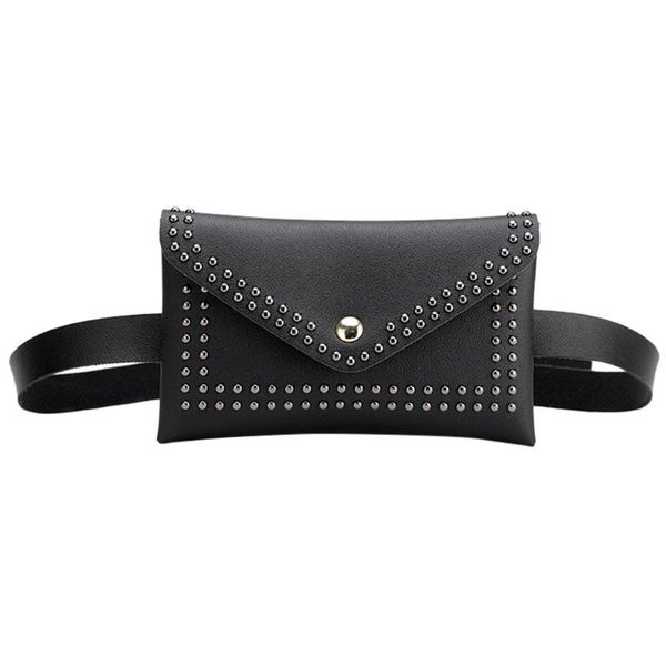 

fashion women belt bags solid color rivet shoulder waist bags women pu leather fanny packs casual purse wallet chest belt bag#dx
