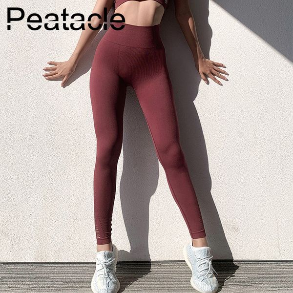 

peatacle leggings sport fitness sports wear for women gym high waist yoga pants tummy control seamless athletic clothes, White;red