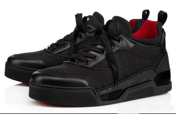 

2018 factory direct aurelien sneakers flat women,mens red bottom shoes perfect quality casual outdoor trainer perfect gift, Black