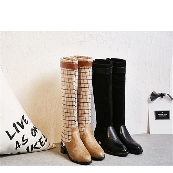 

women winter shoes 2019 womens knee boots vintage boots korean fashion women, Black