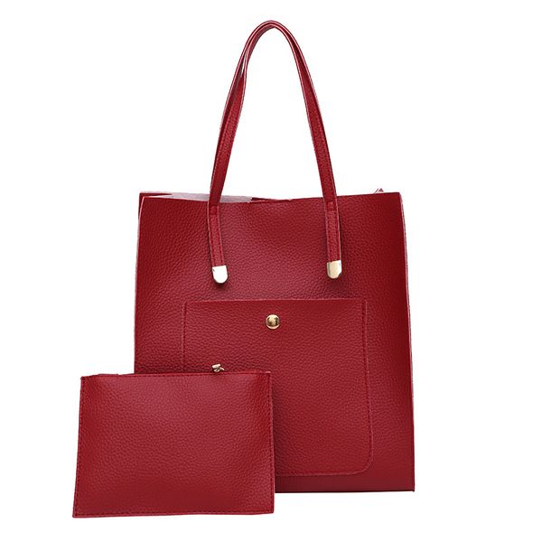 

2 pcs women shoulder bags pu leather fashion large capacity handbag tote satchel handle bag